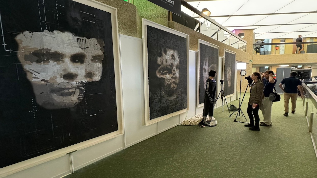 Ai-Da Robot&rsquo;s exposing the picture 'A.I. God'