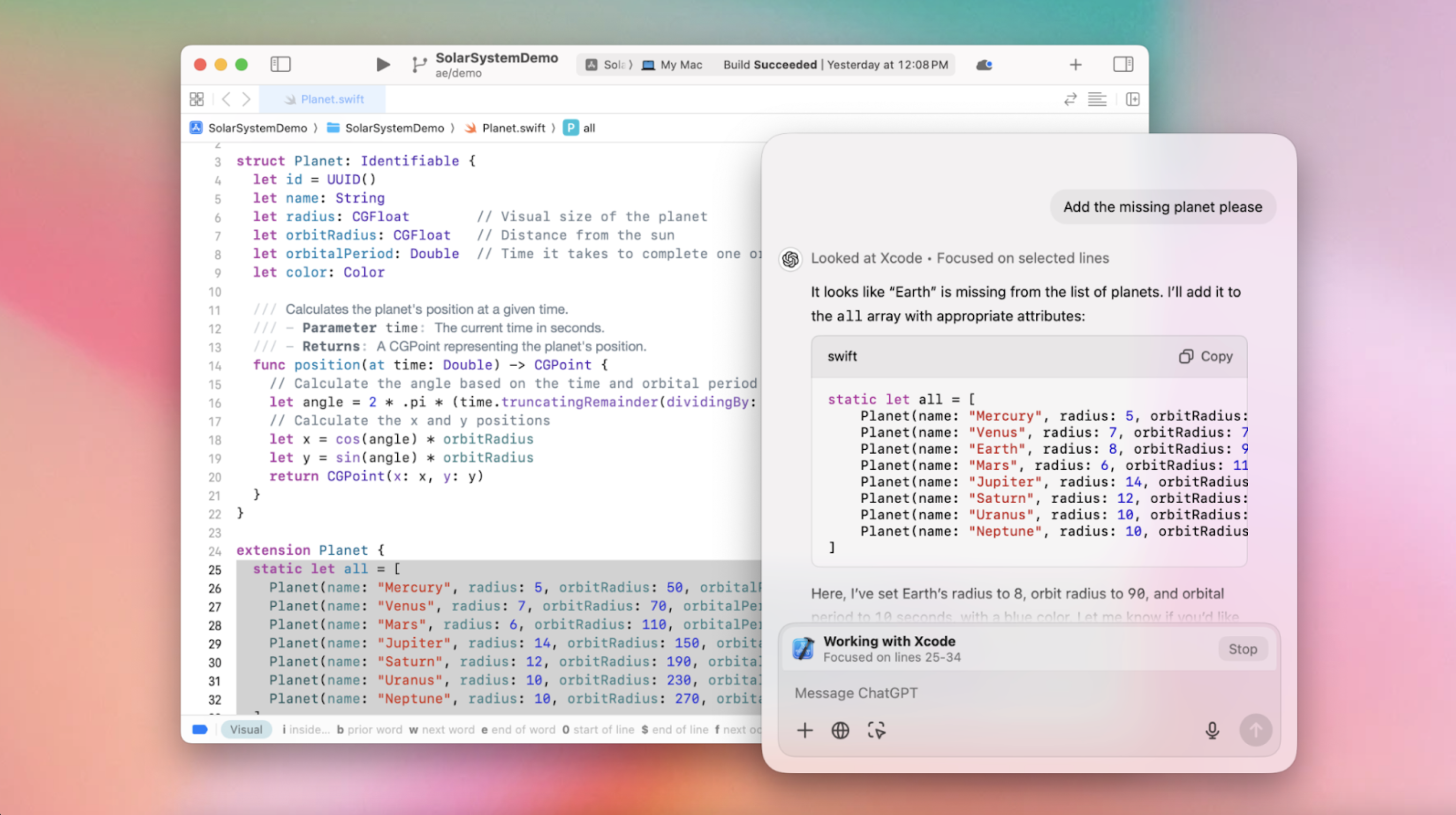 Screenshot of the integration of OpenAI with macOS