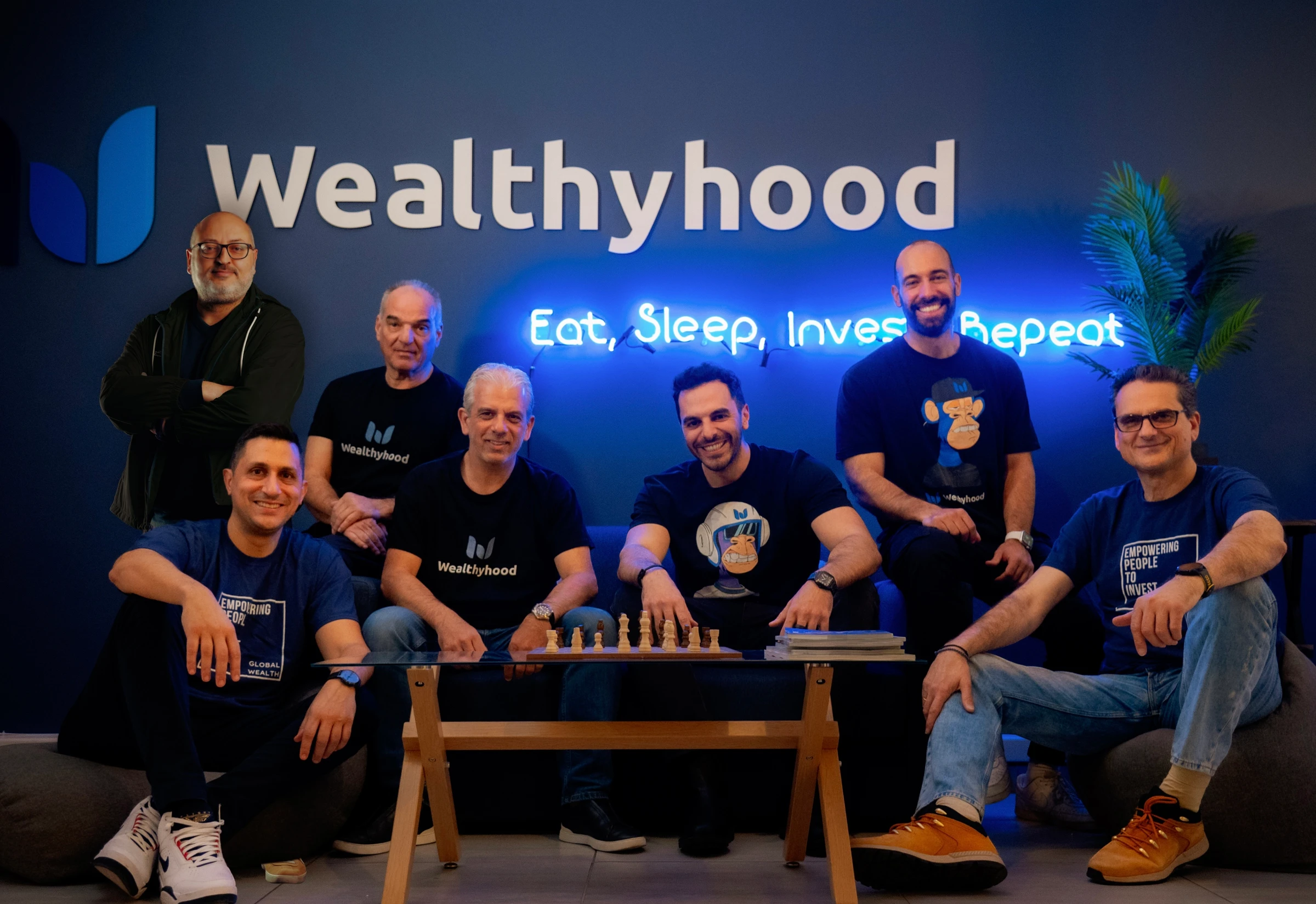 Wealthy hood team. Wealthyhood is a greek fintech company that raised 3.6 million &euro; in a recent seed funding round