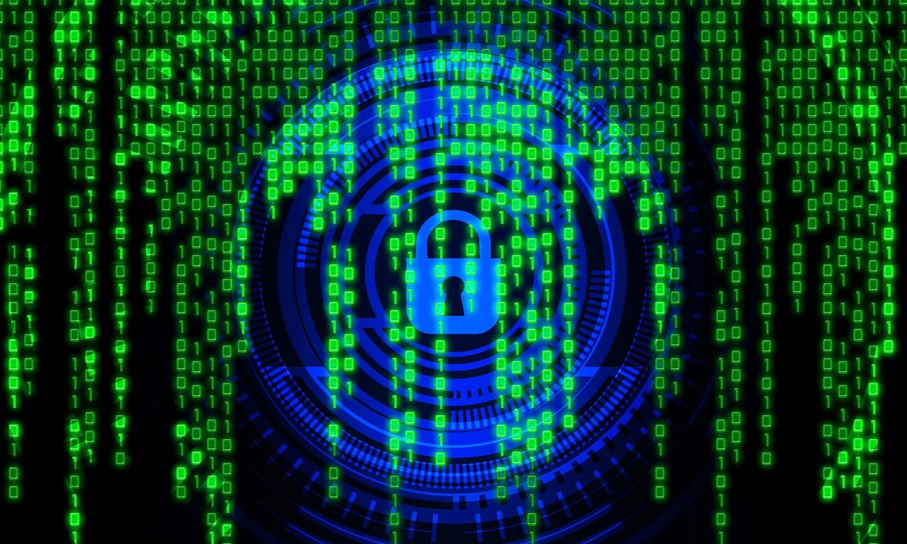 A lock made of code, illustrating cybersecurity.