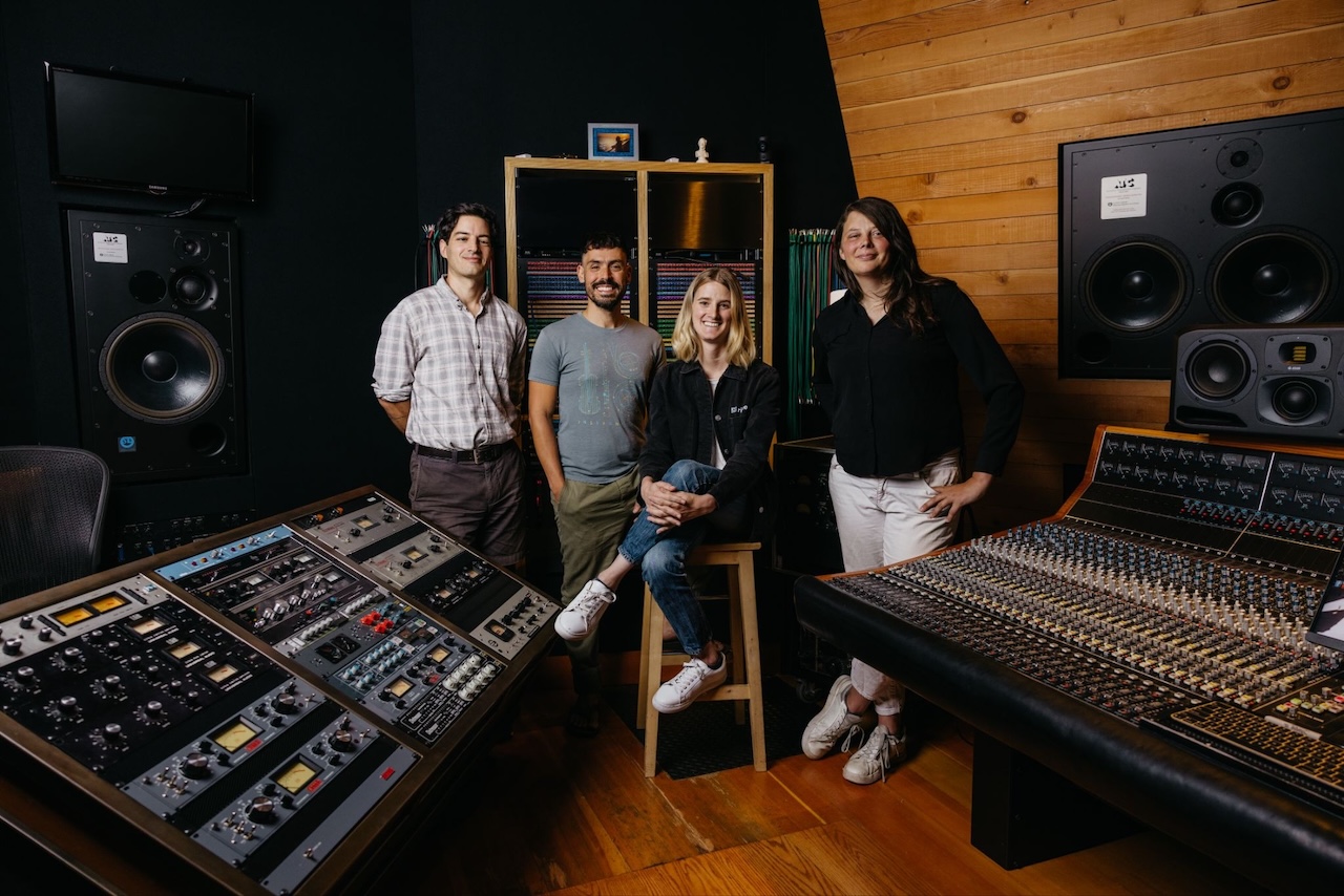 The Rime team in the studio: Ares Geovanos, Rafael Valle, Lily Clifford, and Brooke Larson